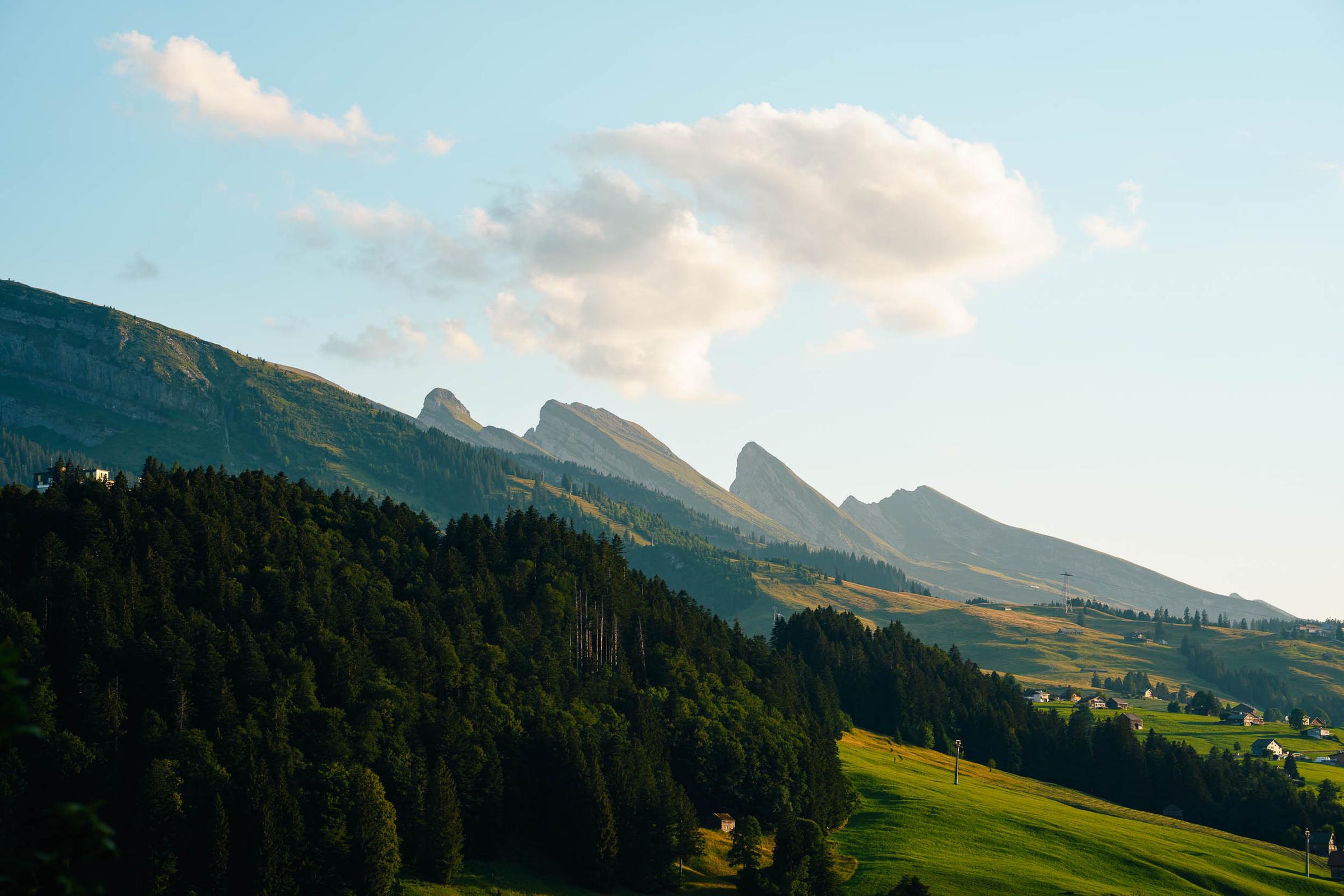 Atmospheric landscape photograph of the Swiss mountains